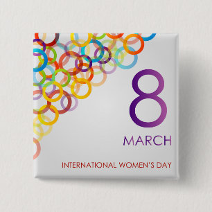 Colourful design for womens day 15 cm square badge