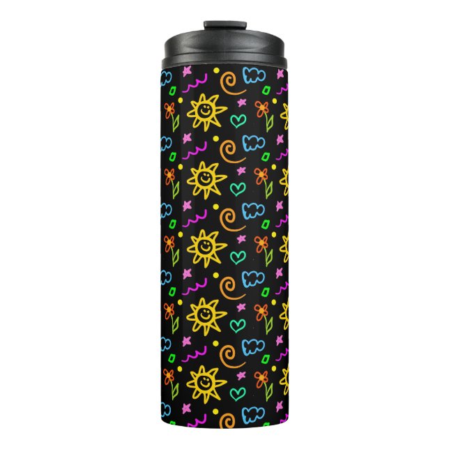 Colourful design of background for kids thermal tumbler (Front)