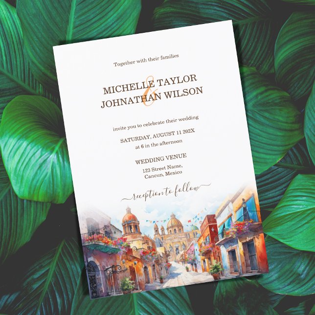 Colourful Destination Wedding Mexico Flowers Fiest Invitation (Creator Uploaded)