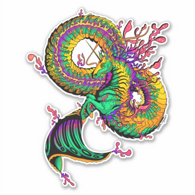 Colourful Detailed Water Horse Sticker (Front)