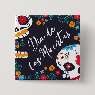 Colourful Dia de los Muertos Button