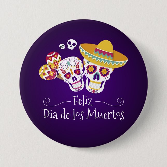 Colourful Dia de los Muertos | Button (Front)