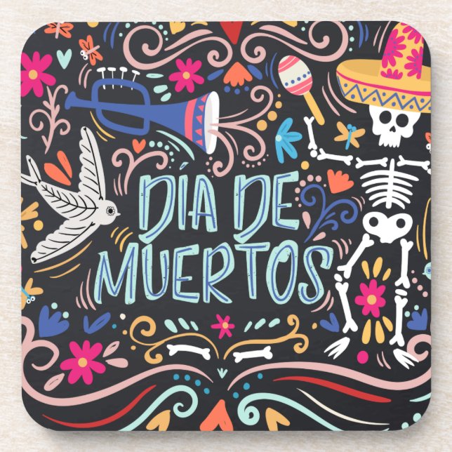 Colourful Dia de los Muertos | Coaster (Front)