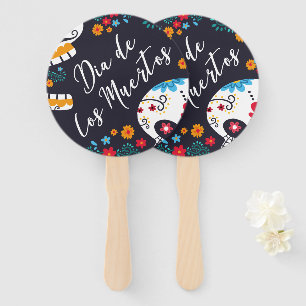 Colourful Dia de los Muertos   Hand Fan