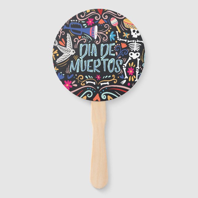 Colourful Dia de los Muertos | Hand Fan (Front)