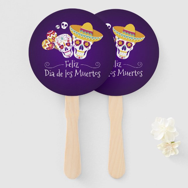 Colourful Dia de los Muertos | Hand Fan (Front and Back)