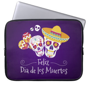 Colourful Dia de los Muertos Laptop Sleeve