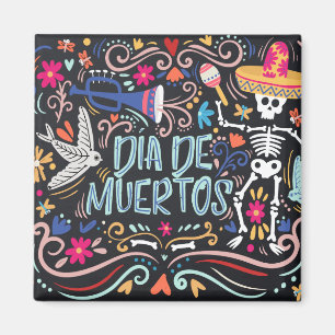 Colourful Dia de los Muertos Magnet