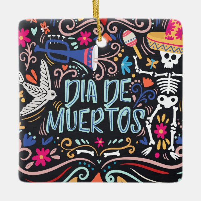 Colourful Dia de los Muertos | Ornament (Front)
