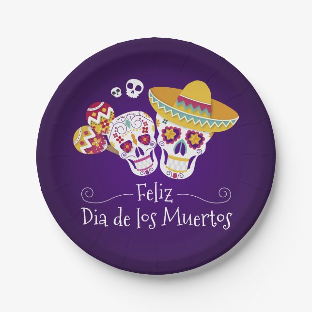 Colourful Dia de los Muertos | Paper Plate (Front)