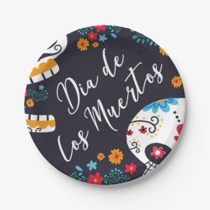 Colourful Dia de los Muertos Paper Plate