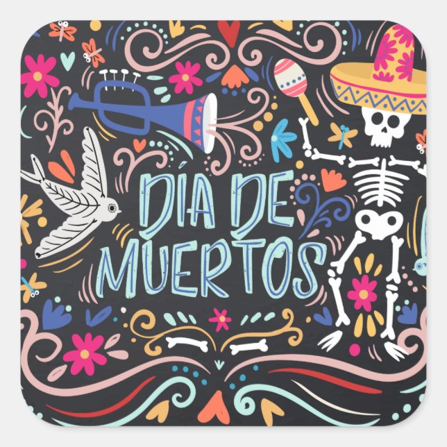 Colourful Dia de los Muertos | Sticker (Front)