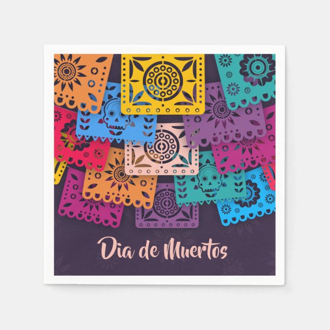 Colourful Dia de Muertos Banners | Napkin (Front)