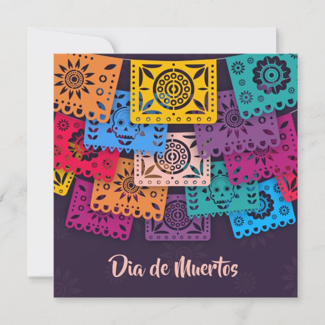 Colourful Dia de Muertos Banners | Party Invitatio Invitation (Front)
