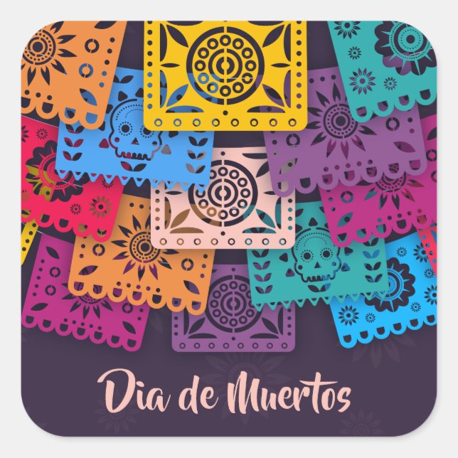 Colourful Dia de Muertos Banners | Sticker (Front)