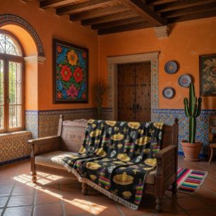 Colourful Día de Muertos Mexican Fiesta Throw Blan Blanket