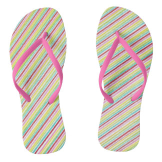Colourful Diagonal Pin Stripes Striped FlipFlops