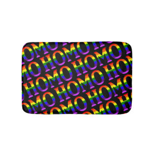 Colourful Diagonal Rainbow Colours Homo Pattern Bath Mat