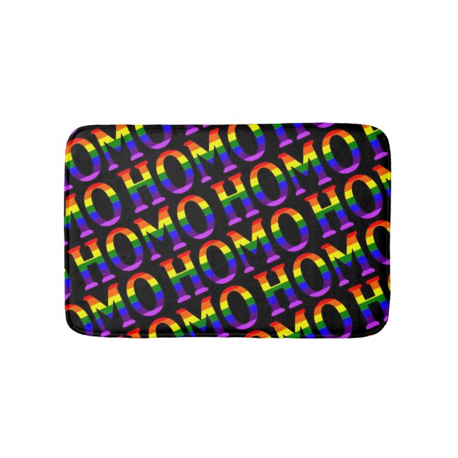 Colourful Diagonal Rainbow Colours Homo Pattern Bath Mat (Front)
