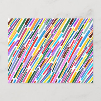 Colourful Diagonal Slash Stripe Pattern Postcard