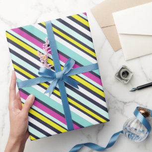 Colourful Diagonal Stripe Pattern Bright Wrapping Paper