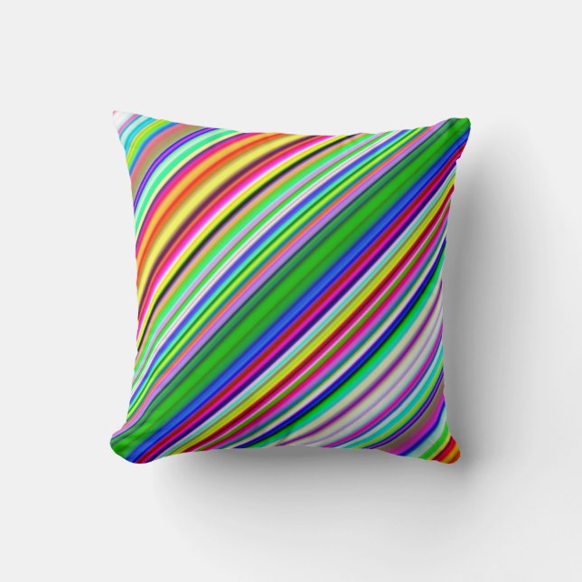 Colourful Diagonal Stripes Cushion (Front)