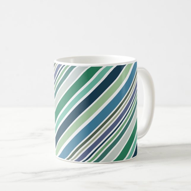 Colourful diagonal stripes design coffee mug (Front Right)