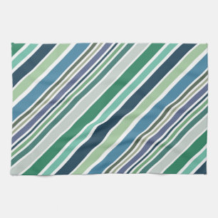 Colourful diagonal stripes design tea towel
