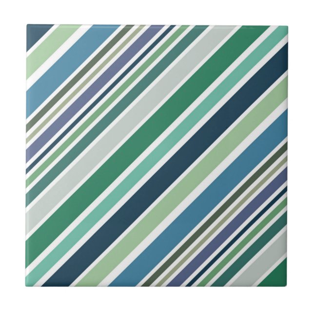 Colourful diagonal stripes design tile (Front)