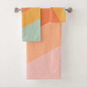 Colourful Diagonal Stripes Retro Candy Pastel Bath Towel Set
