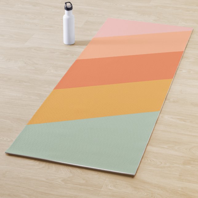 Colourful Diagonal Stripes Retro Candy Pastel Yoga Mat (In Situ)