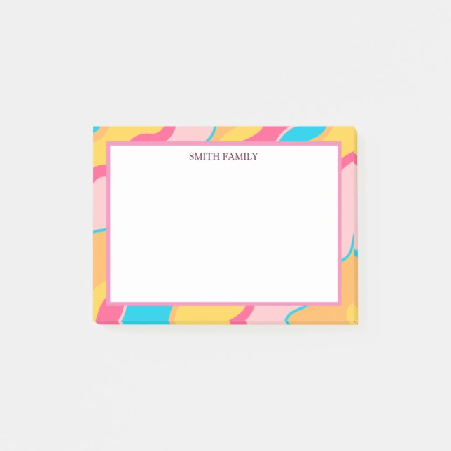 Colourful Diagonal Stripes Retro Post-it Notes (Front)