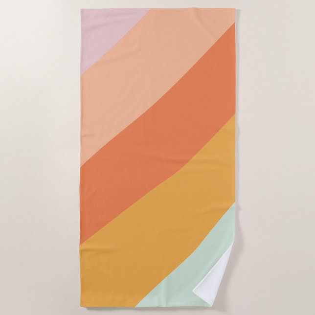 Colourful Diagonal Stripes Retro Sweet Candy Paste Beach Towel (Front)