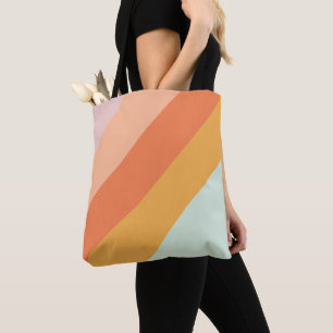 Colourful Diagonal Stripes Retro Sweet Candy Paste Tote Bag
