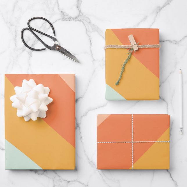 Colourful Diagonal Stripes Retro Sweet Candy Paste Wrapping Paper Sheet (Front)