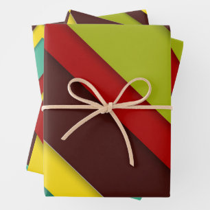 Colourful Diagonal Stripes Wrapping Paper Sheets 