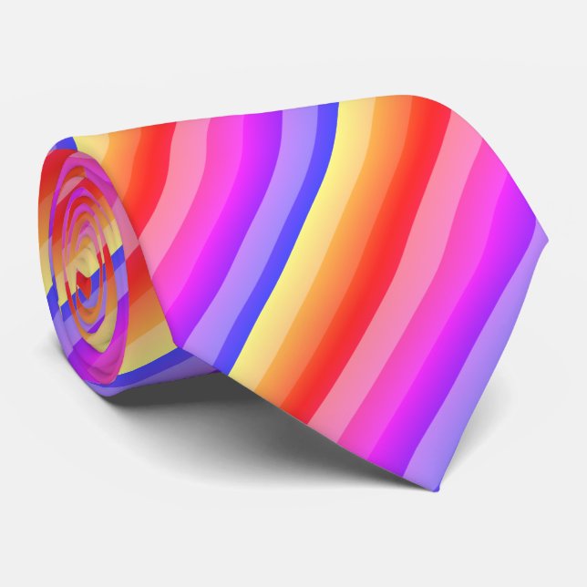 colourful  diagonal summer stripes tie (Rolled)