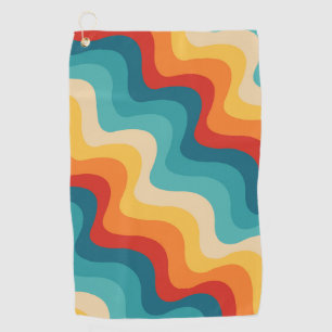 Colourful diagonal waves in retro style golf towel