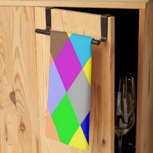 Colourful Diamond Design Tea Towel