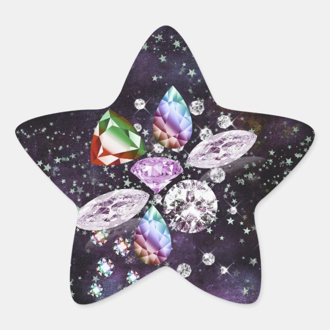 Colourful Diamond Dreams Star Sticker (Front)