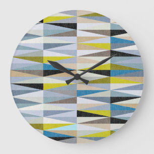 Colourful Diamond Floor Tiles Texture Large Clock