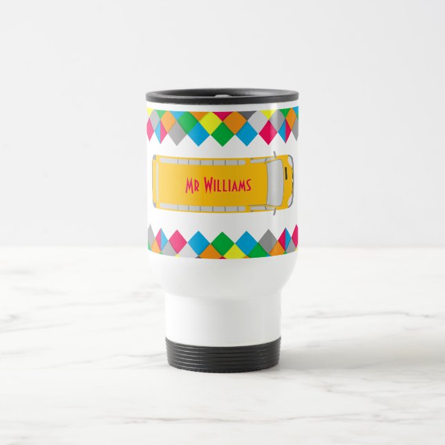 Colourful Diamond Frame Bus Driver Travel Mug (Center)