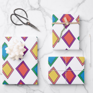 Colourful Diamond Geometric Pattern Wrapping Paper Sheet