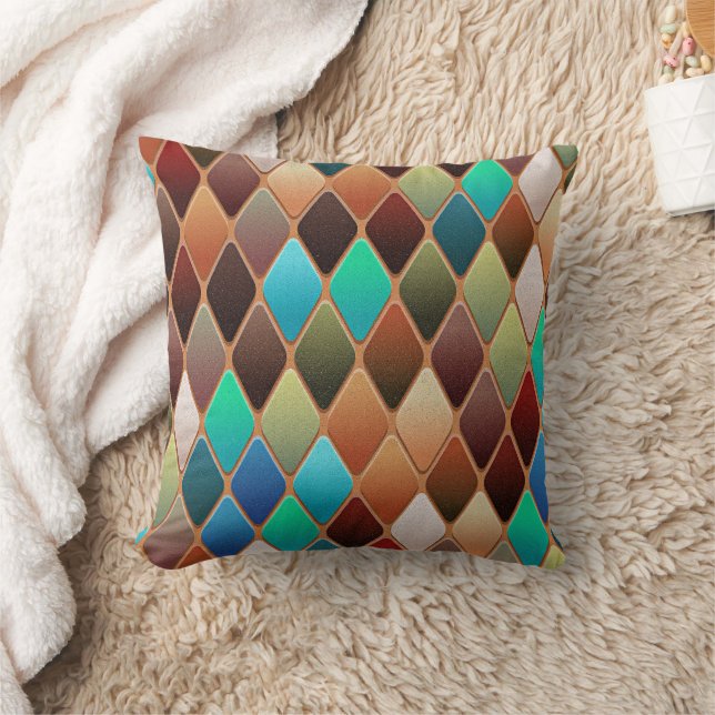 Colourful Diamond Pattern Cushion (Blanket)
