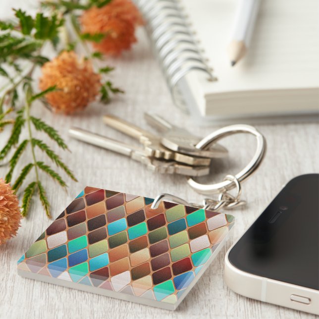 Colourful Diamond Pattern Key Ring (Front Right)