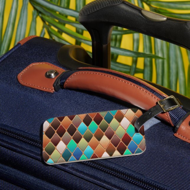Colourful Diamond Pattern Luggage Tag (Front Insitu 3)