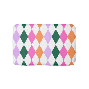 Colourful Diamond Pattern Mid Century Modern Retro Bath Mat