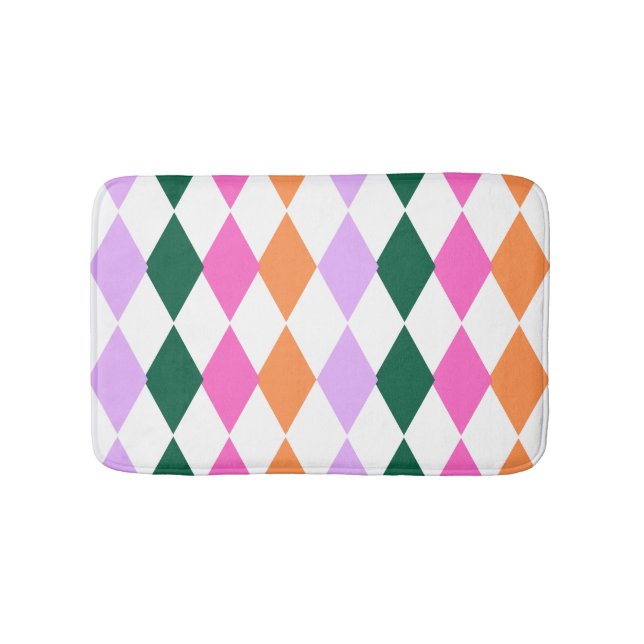 Colourful Diamond Pattern Mid Century Modern Retro Bath Mat (Front)