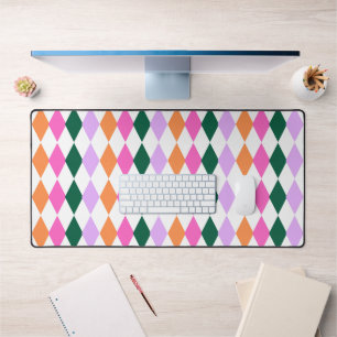 Colourful Diamond Pattern Mid Century Modern Retro Desk Mat
