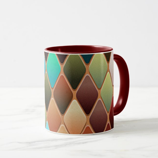 Colourful Diamond Pattern Mug (Front Right)